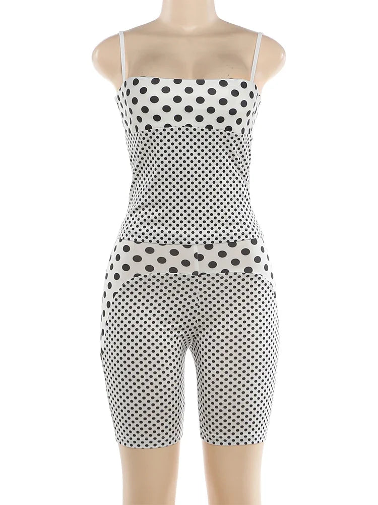 Women's Polka Dot Crop High Waist Two Piece Set