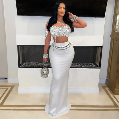 Wholesale Women's Rhinestone Maxi Two Piece Set