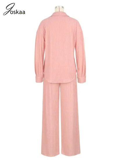 Women's Long Sleeve Flare Wide Leg Two Piece Set Blue – Detail View