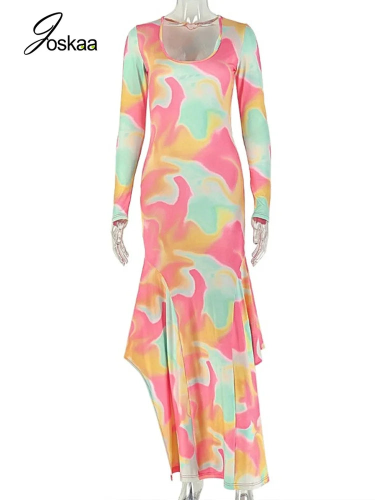 Women's Long Sleeve Bodycon Maxi Dress - Back View