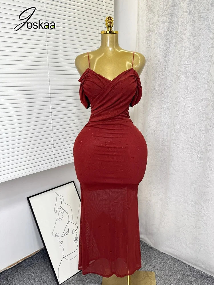 Women's Mesh Sequin Ruched Sleeveless Maxi Dress - Women's Fashion Wholesale - Front View