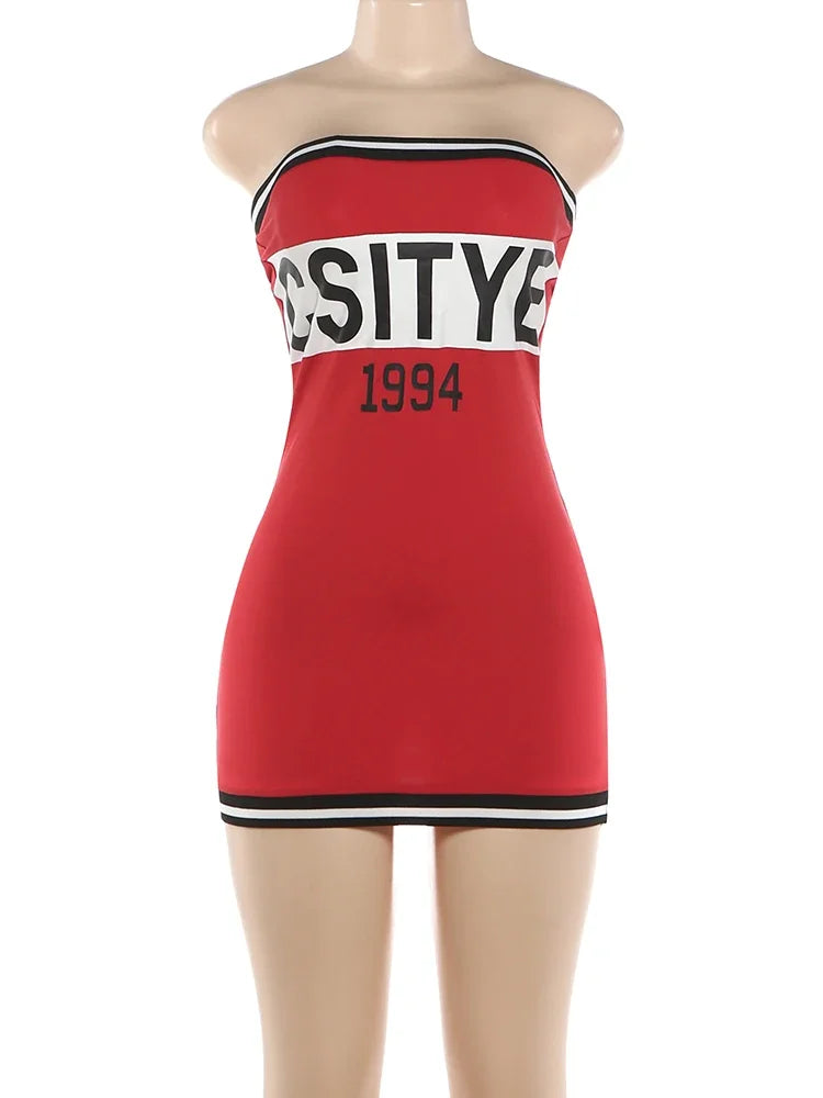 Women's Striped Strapless Sleeveless Bodycon Mini Dress - Detail View 9