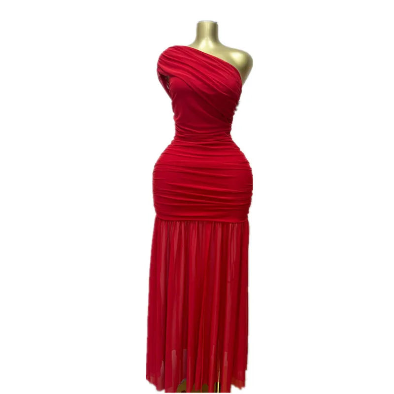 Women's Sleeveless Bodycon Pleated Maxi Dress