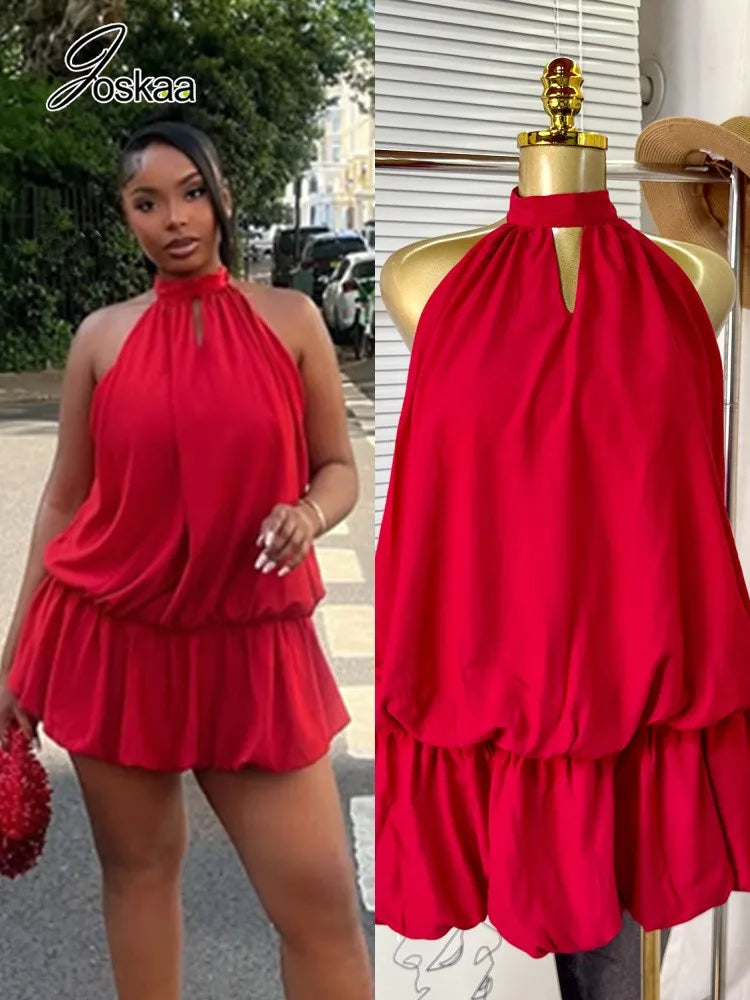 Women's Backless Halter Sleeveless Mini Dress – Women's Fashion Wholesale – Front View