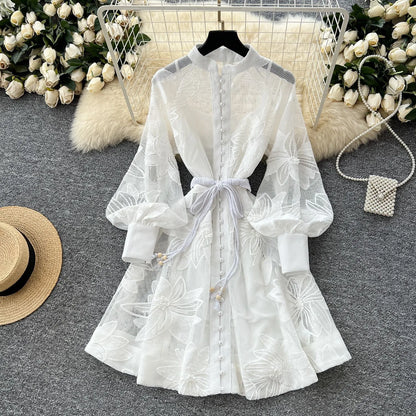 Women's Fall Embroidery A-line Mini Dress