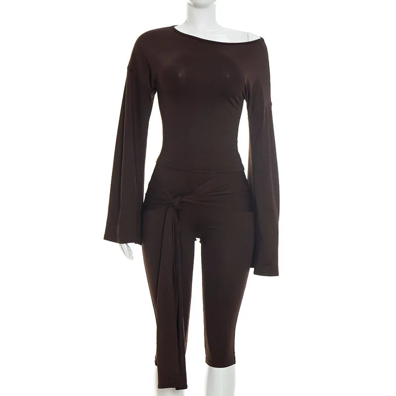 Women's Long Sleeve Wide Leg Two Piece Set - Additional View 9