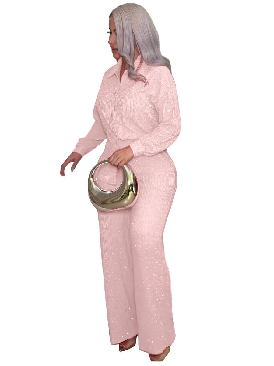 Women's Long Sleeve Wide Leg Two Piece Set - Additional View 10
