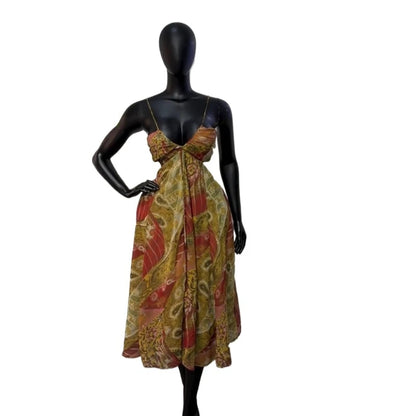 Women's Sleeveless Vintage Vacation Dress Printed – Back View