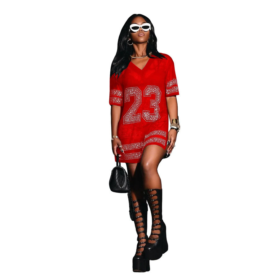 Women's Rhinestone Mesh Short Sleeve Top