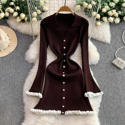 Joskaa Ribbed Knit Long Sleeve Bodycon Mini Dress - mini dress image 9