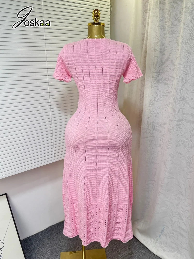 Women's Knit Cutout Short Sleeve Maxi Dress White – Front View
