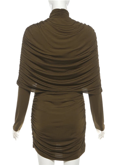 Joskaa Ruched Bodycon Mini Dress Irregular Hollow Green - mini dress image 4