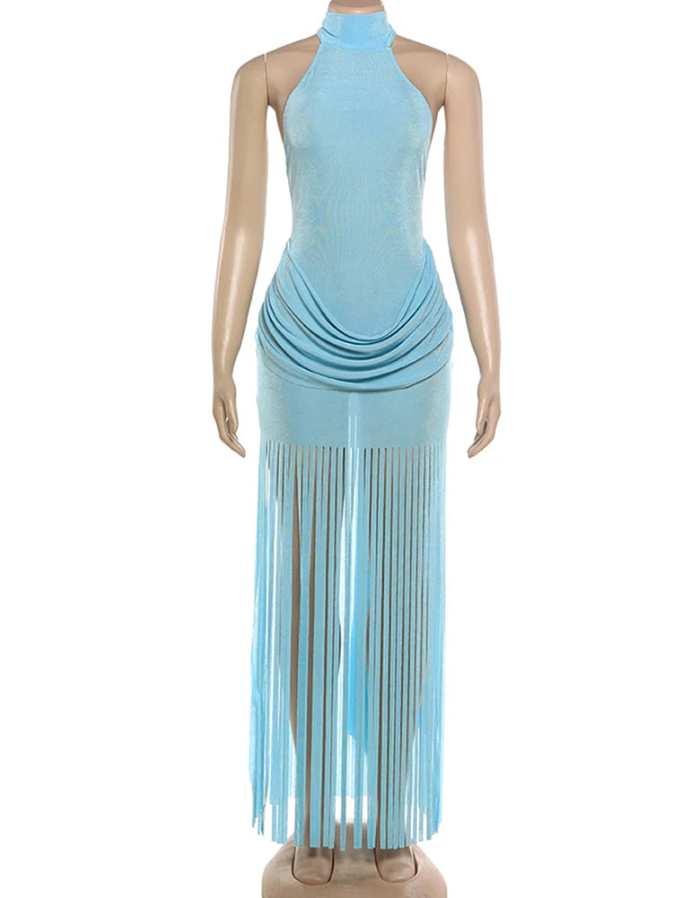 Joskaa Velvet Ruched Backless Halter Dress - dress image 2