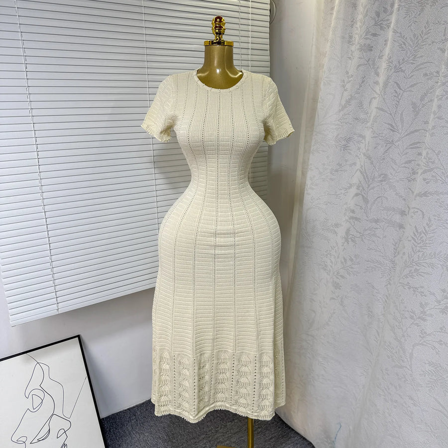 Women's Knit Cutout Short Sleeve Maxi Dress