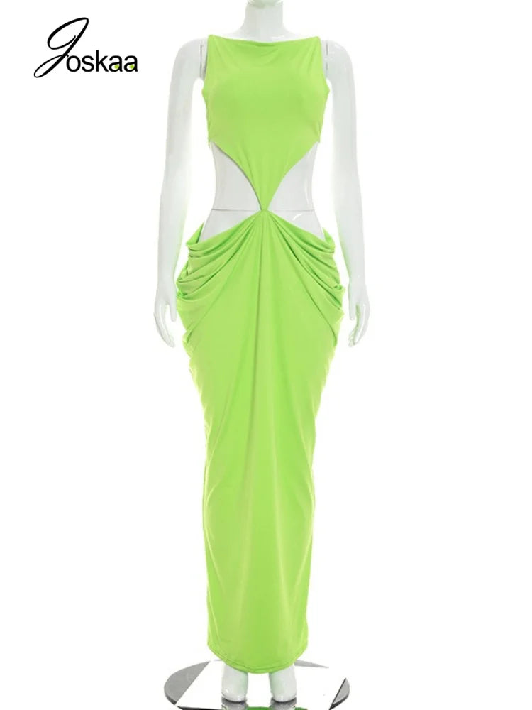 Women's Ruched Cutout Bodycon Maxi Dress - Back View