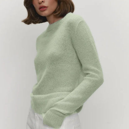 Women's Mesh Knit Long Sleeve Ribbed Top