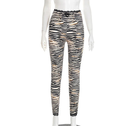 Joskaa Zebra Stripe Mesh Crop Two Piece Set - two piece set image 6