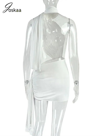 Wholesale Women's Backless Cutout Bodycon Dress White – Detail View