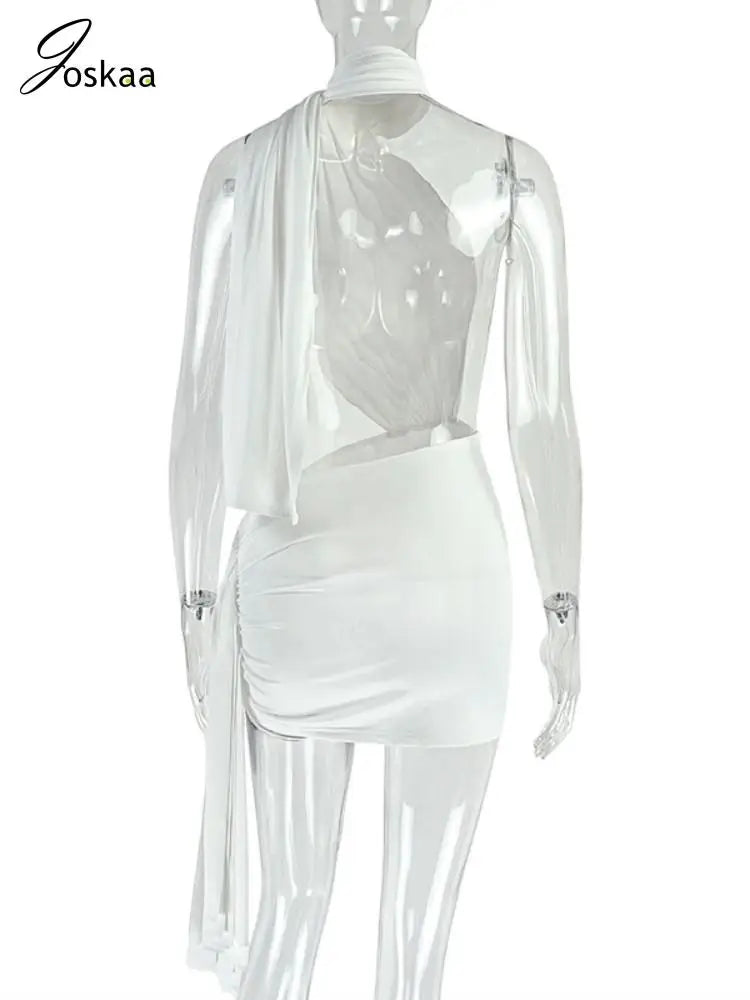 Wholesale Women's Backless Cutout Bodycon Dress White – Detail View