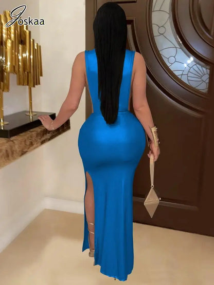 Wholesale Women's Ruched Sleeveless Bodycon Dress Gold – Side View