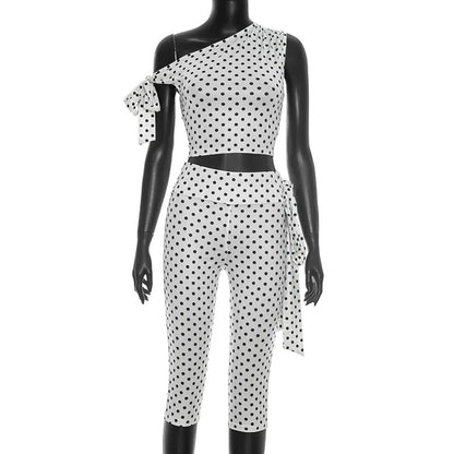 Women's Polka Dot One Shoulder High Waist Two Piece Set - Additional View 8
