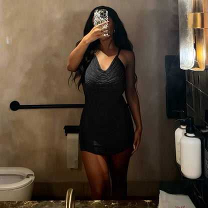 Women's Backless Halter Bodycon Mini Dress
