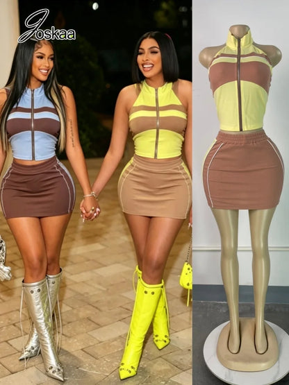 Women's Backless Halter Crop Two Piece Set – Women's Fashion Wholesale – Front View