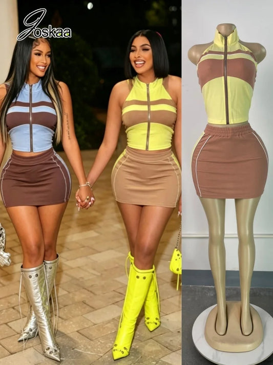 Women's Backless Halter Crop Two Piece Set – Women's Fashion Wholesale – Front View