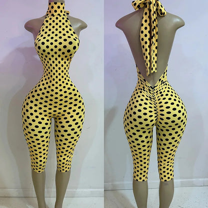 Joskaa Polka Dot Backless Halter Sleeveless Romper - romper image 5