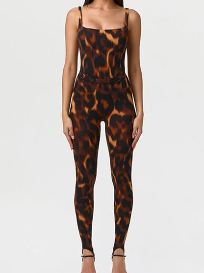 Women's Leopard Print Sleeveless High Waist Two Piece Set