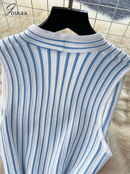Joskaa Stripe Ribbed Knit Sleeveless Bodycon Dress - bodycon dress image 5