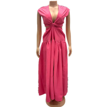 Wholesale Women's Elegant Deep V-neck Maxi Dress