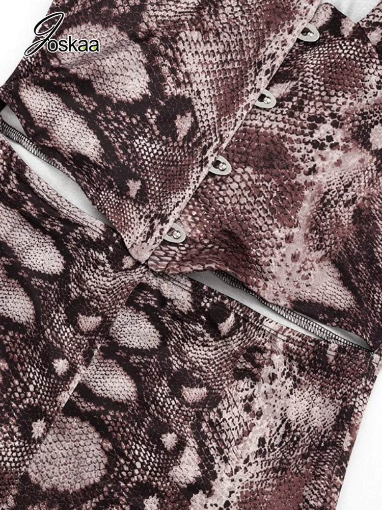 Women's Snake Print Cutout Bodycon Romper - Model Wearing Style
