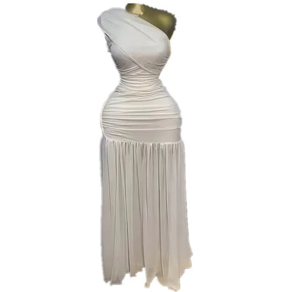 Women's Sleeveless Bodycon Pleated Maxi Dress