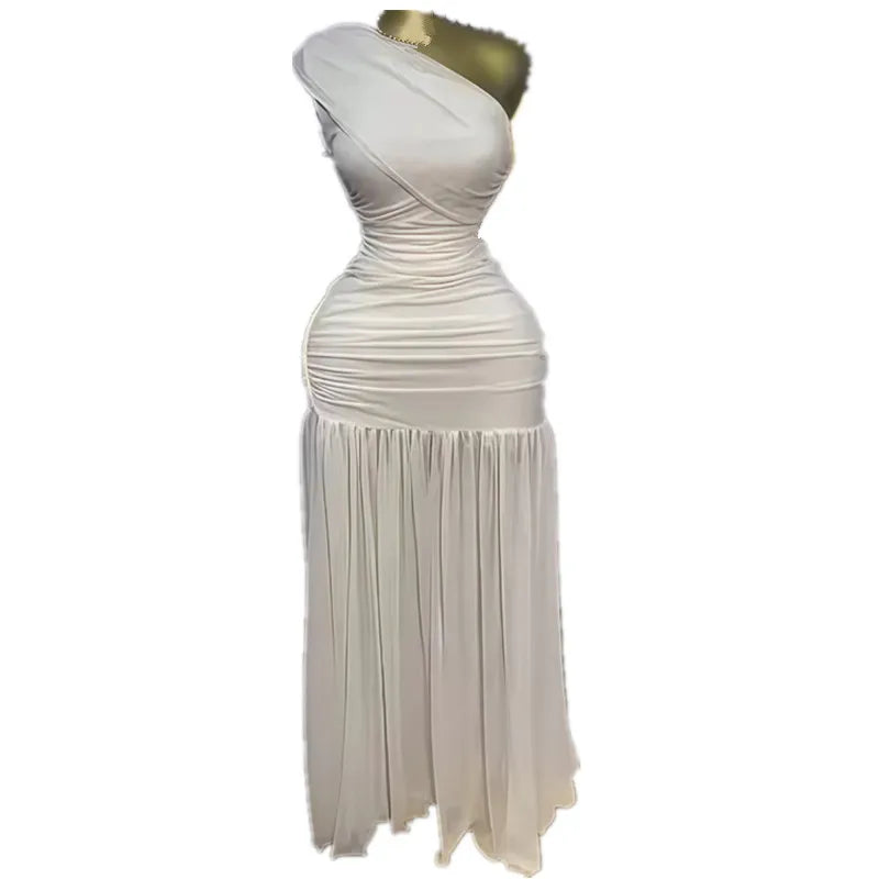 Women's Sleeveless Bodycon Pleated Maxi Dress