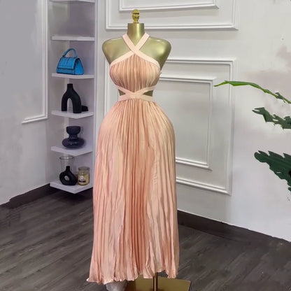 Women's Backless Cutout Halter Maxi Dress