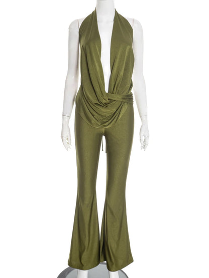 Joskaa Lace Ruched Backless Halter Romper - romper image 2