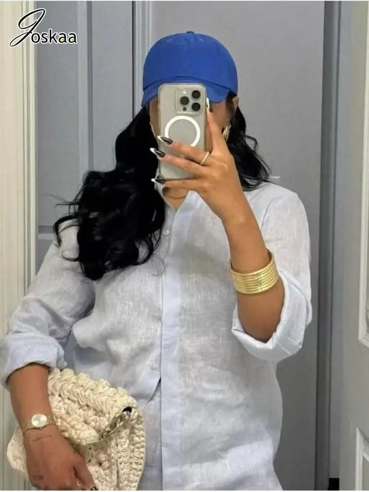 Women's Long Sleeve Comfort Lapel Full Two Piece Set White – Front View
