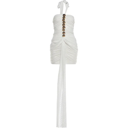 Women's Mesh Lace Ruched Backless Mini Dress - Additional View 7