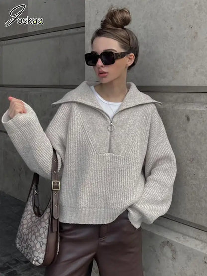 Wholesale Women's Knit Long Sleeve Ribbed Zip Top – Women's Fashion Wholesale – Front View