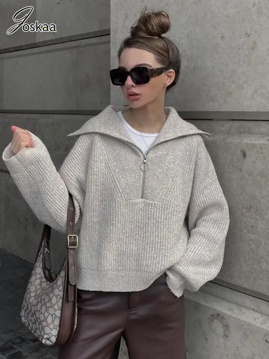 Wholesale Women's Knit Long Sleeve Ribbed Zip Top – Women's Fashion Wholesale – Front View