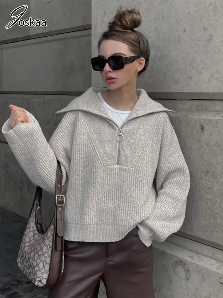 Wholesale Women's Knit Long Sleeve Ribbed Zip Top – Women's Fashion Wholesale – Front View