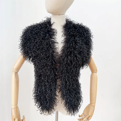 Women's Backless Halter Faux Fur Waistcoat Jacket