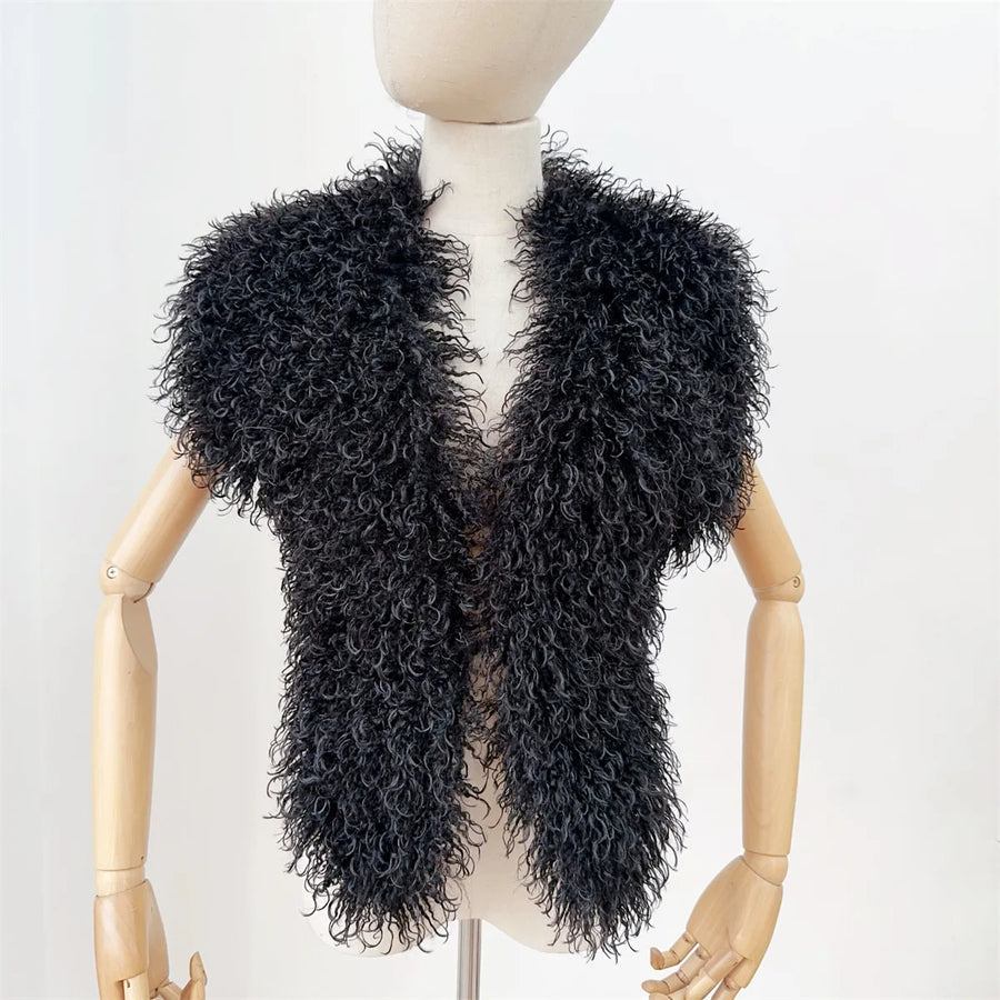 Women's Backless Halter Faux Fur Waistcoat Jacket