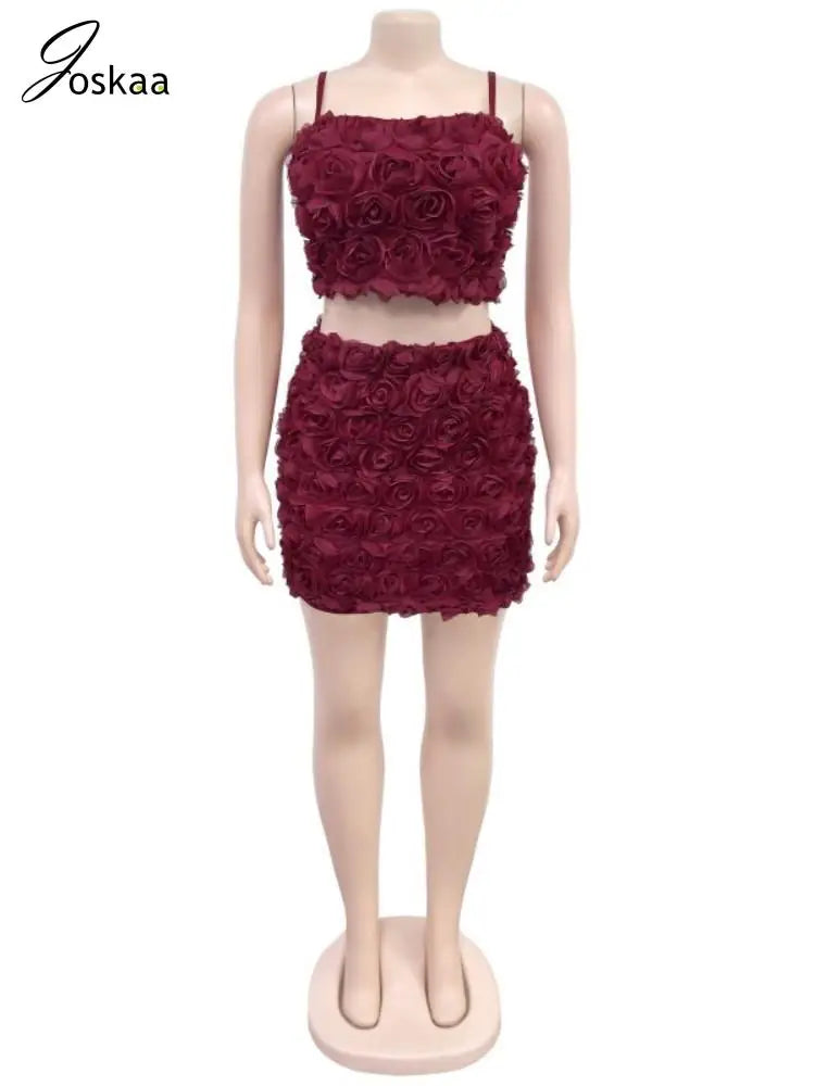 Women's Floral Print Crop Mini Two Piece Set White – Back View