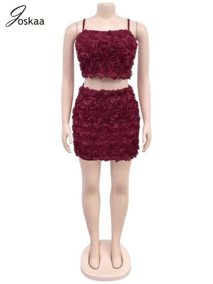 Women's Floral Print Crop Mini Two Piece Set White – Back View