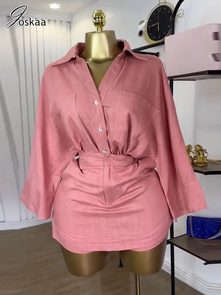 Women's Lapel Batwing Sleeve Two Piece Set – Women's Fashion Wholesale – Front View