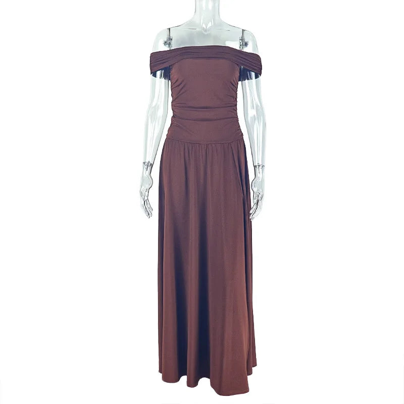Women's Ruched Strapless Bodycon Maxi Dress