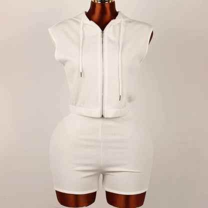 Wholesale Women's Crop Zip Hooded Two Piece Set