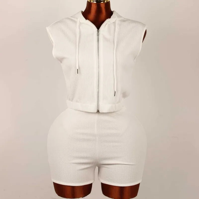 Wholesale Women's Crop Zip Hooded Two Piece Set